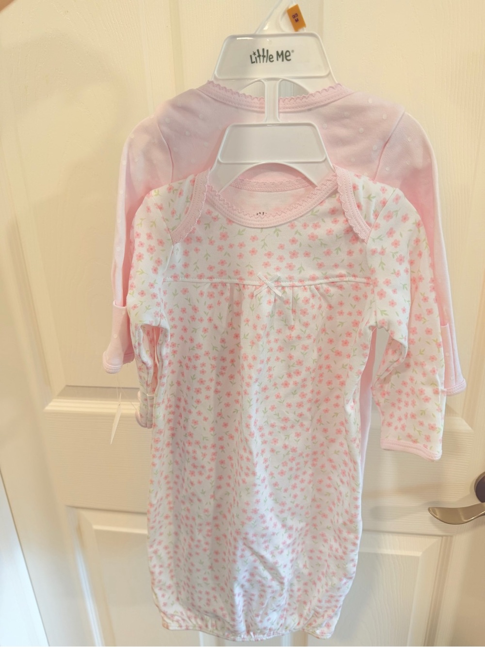 Little Me Pink and White Floral Newborn Gown Set